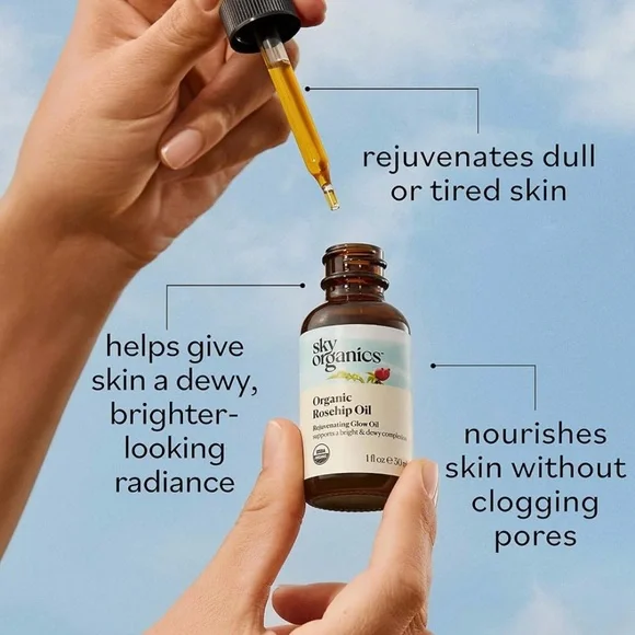 Organic Rosehip Oil - Rejuvenating Glow Oil โ Sky Organics, 1 fl oz - Picture 9 of 15